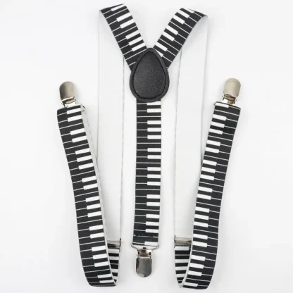 Printed Men's Suspenders with Clips