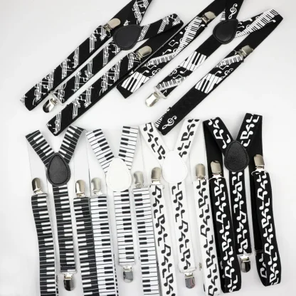 Printed Men's Suspenders with Clips - Image 2