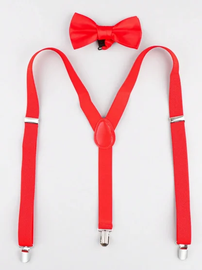 Solid Suspenders Y Shape with Bow Tie - Image 13