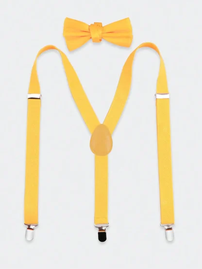 Solid Suspenders Y Shape with Bow Tie - Image 2