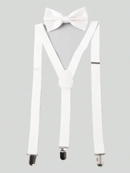 Solid Suspenders Y Shape with Bow Tie - Image 4