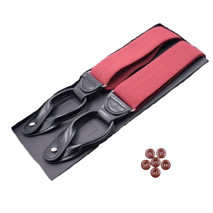 Adjustable Solid Suspender with Buttons - Image 5