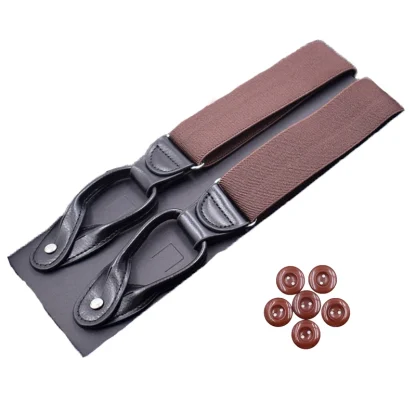 Adjustable Solid Suspender with Buttons - Image 8