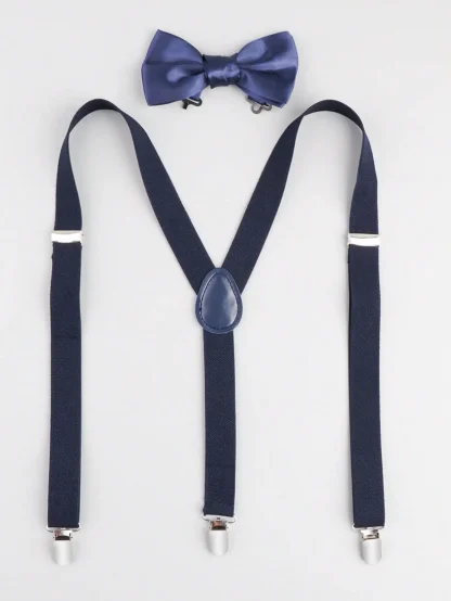 Solid Suspenders Y Shape with Bow Tie - Image 5