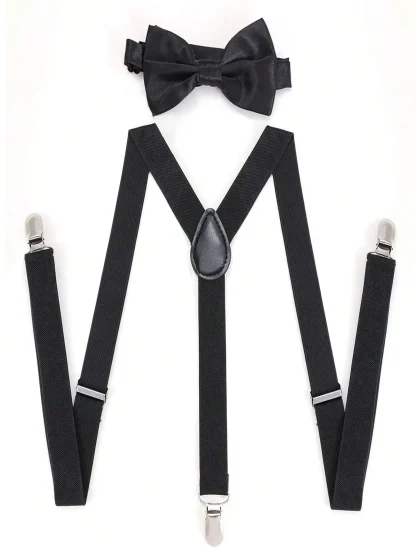 Solid Suspenders Y Shape with Bow Tie - Image 10