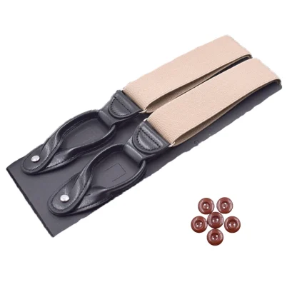 Adjustable Solid Suspender with Buttons - Image 6