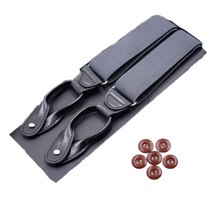 Adjustable Solid Suspender with Buttons - Image 2