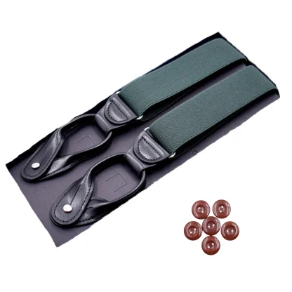 Adjustable Solid Suspender with Buttons - Image 7