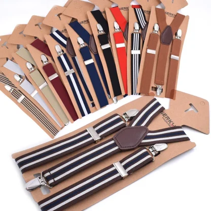 Classic Clip-On Suspender with Stripe Pattern - Image 2