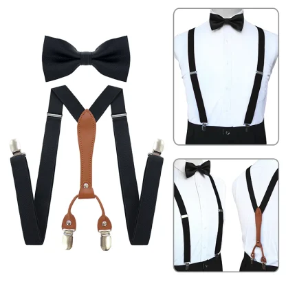 Y-shaped Adjustable Suspender with Bowtie - Image 2