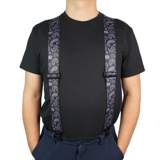 Wide Strap Suspender with Paisly Pattern