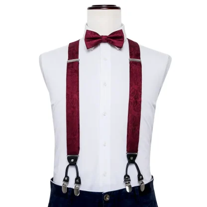 Paisley Pattern Suspender with Matching Bowtie