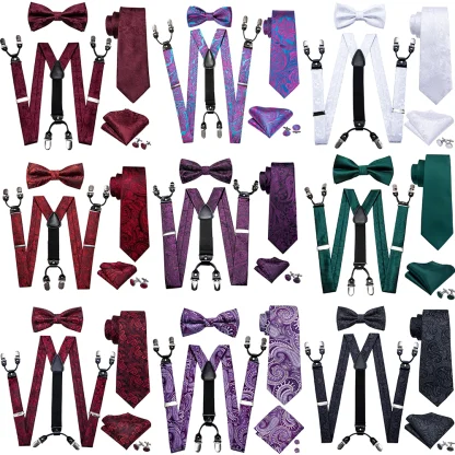 Paisley Pattern Suspender with Matching Bowtie - Image 2