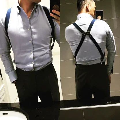 Retro X-back Suspender with Durable Clips - Image 4