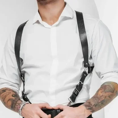 Sleek Black Durable Suspenders