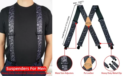 Wide Strap Suspender with Paisly Pattern - Image 6
