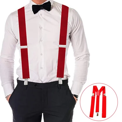 Red Wide Suspender with Y Back Shaped