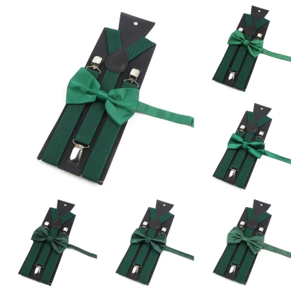 Solid Color Suspender with Matching Bow - Image 2